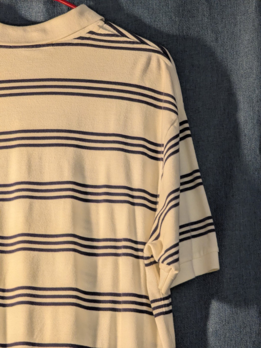 Vintage 90s Polo Ralph Lauren Shirt Men's Large Cream Navy Stripe 