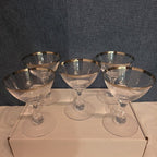 Tiffin Franciscan Brookmar Platinum Rim Champagne Coupe Sherbet Glass Set of 5