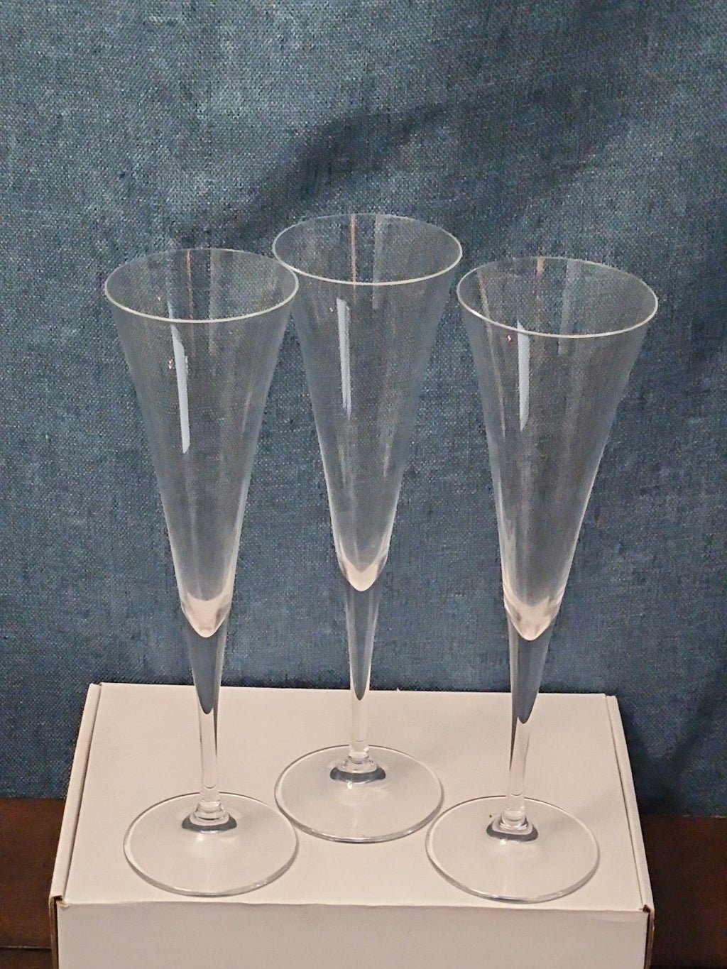 Set of 3 Tall Champagne Flutes | 9.5" Trumpet Shape | Elegant Clear Glass