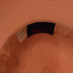 Ashro Wide Brim Derby Hat Peach Striped Mesh Flower
