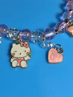Kawaii Kitty Pink Beaded Stretch Charm Bracelet Y2K