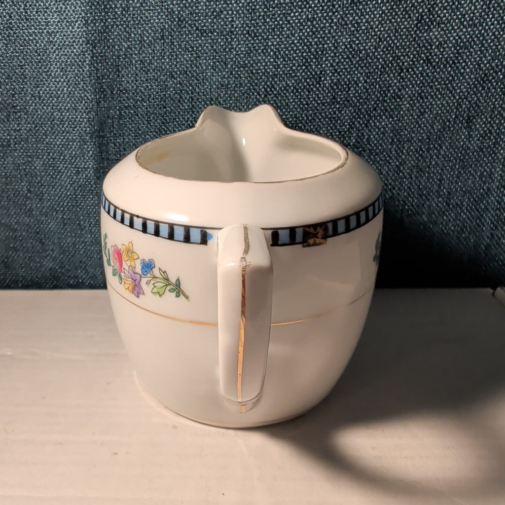 Vintage Noritake Sheridan Creamer Pitcher Art Deco Floral 1920s Gold Japan 3"