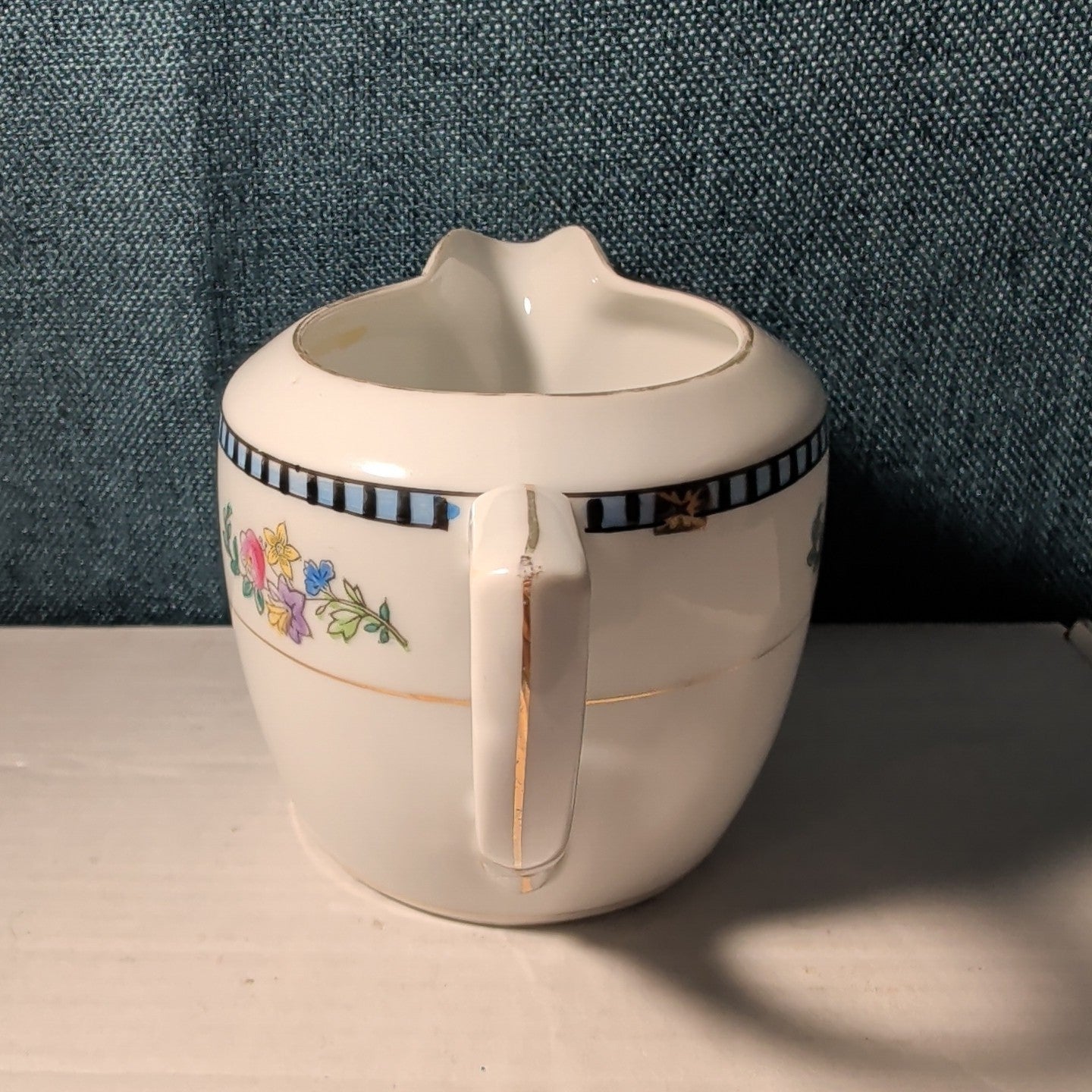 Vintage Noritake Sheridan Creamer Pitcher Art Deco Floral 1920s Gold Japan 3"