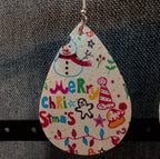 Faux Leather Teardrop Earrings Christmas Holiday Party Vibe NEW