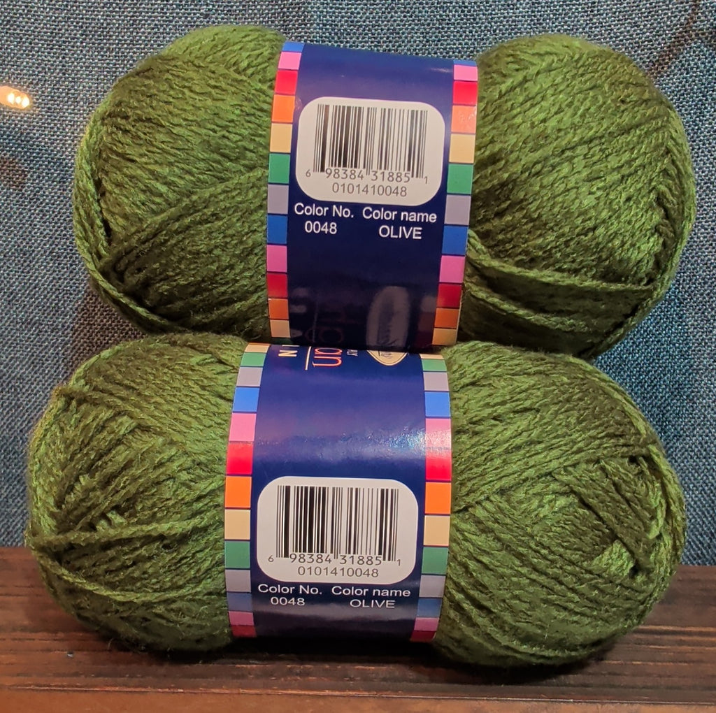Herrschners Afghan Yarn 2 Ply Fern Green Acrylic 2 Skein Lot 0048
