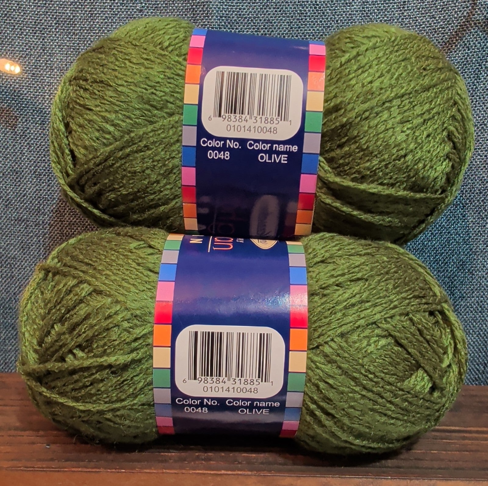 Herrschners Afghan Yarn 2 Ply Fern Green Acrylic 2 Skein Lot 0048