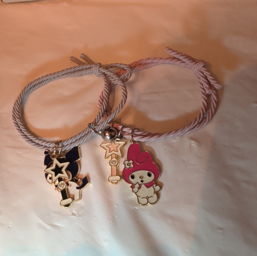 Kuromi My Melody Magnetic Friendship Bracelet Set Enamel Kawaii Y2K  OS