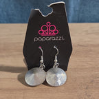 Paparazzi Rhinestone Drop Earrings Silver Sunburst Reverse Vintage