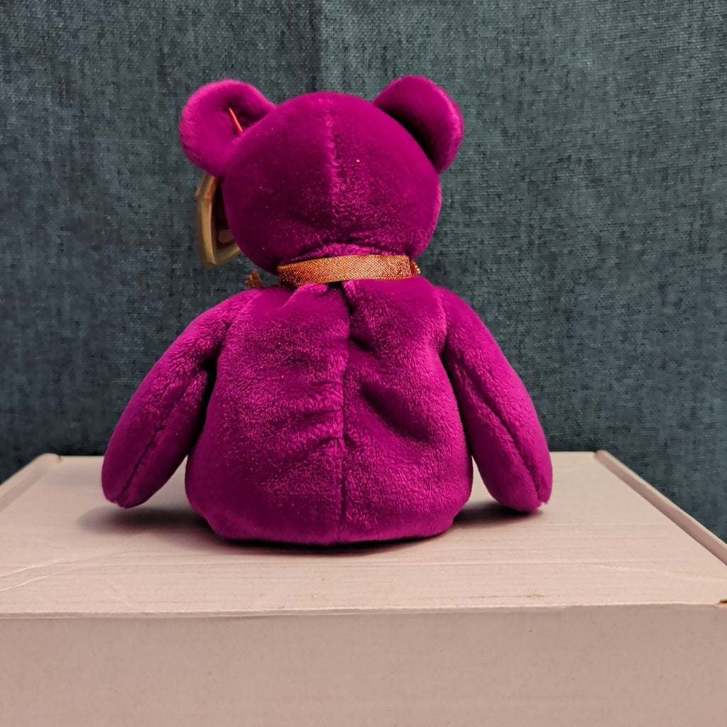 Ty Beanie Baby Millennium Bear MWMT Retired Holographic Tag Purple 2000 Y2K Toy