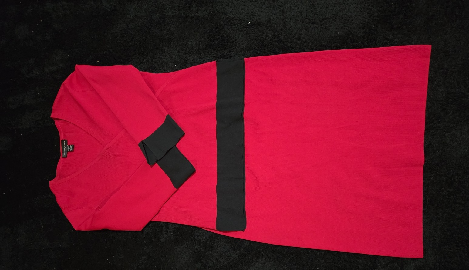 Spenser Jeremy Knit Skirt Set Large L Red Black Faux Wrap Sweater 2 Piece Vtg