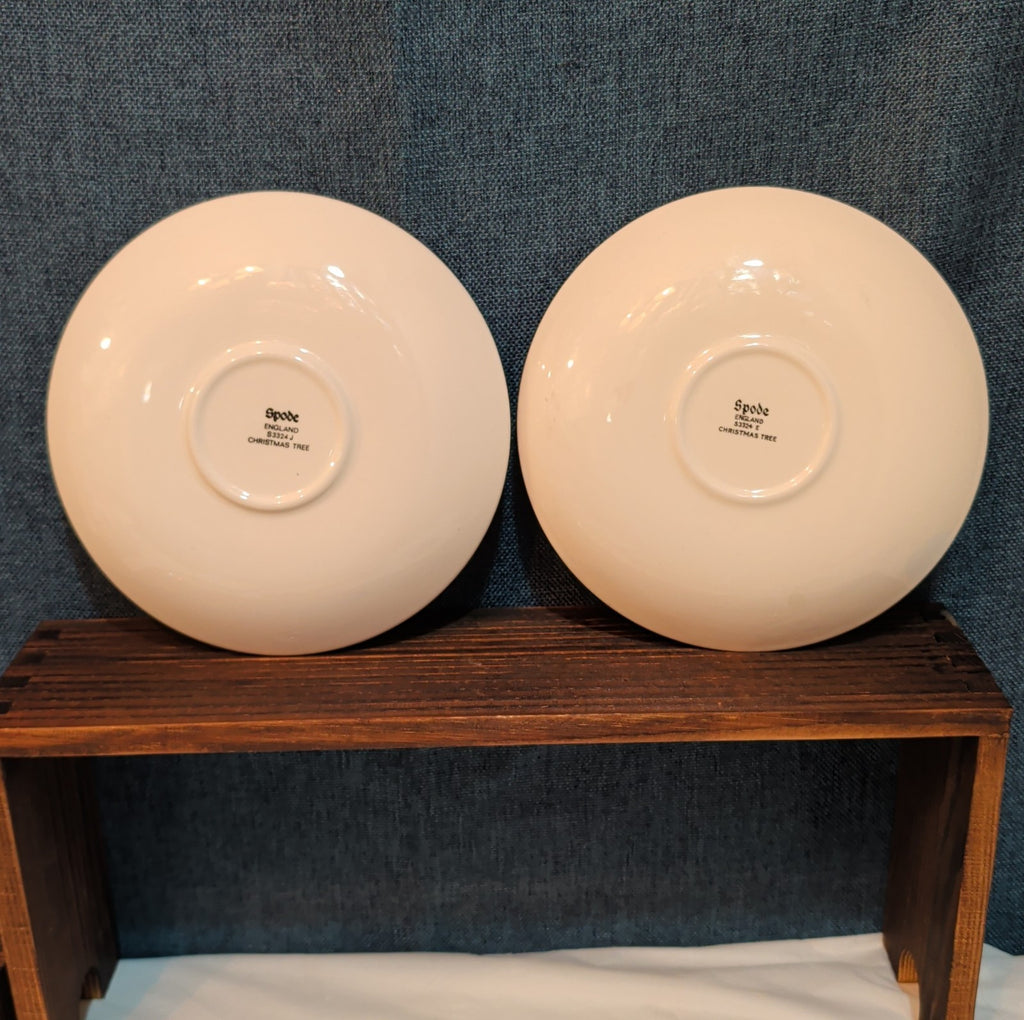 Spode Christmas Tree S3324 England 5.75" Saucers Set 2 Vintage