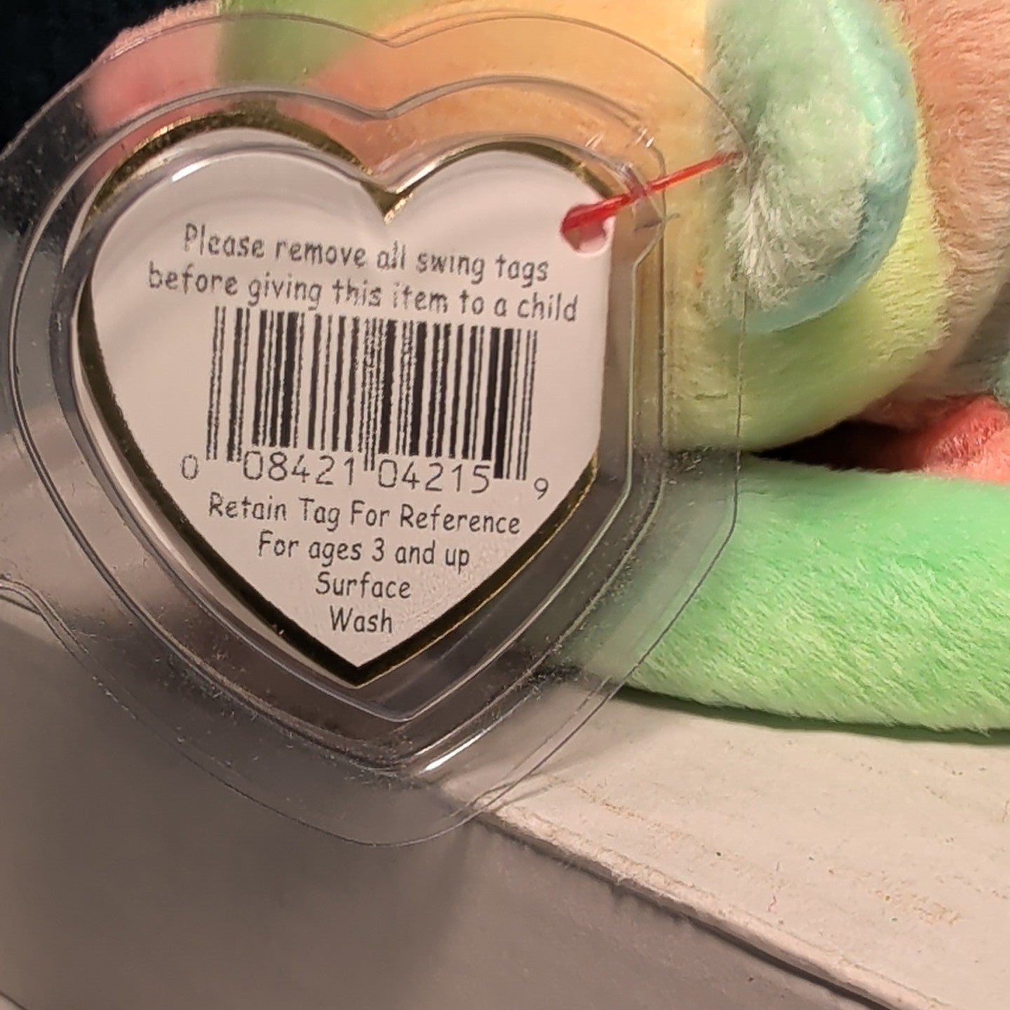 Sammy TY Beanie Baby 1999 Retired Tie-Dyed Multicolor Bear w/ Protector