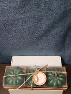Set of 3 Green Pumpkin Candles | Vanilla Scented Molded Wax | Fall Farmhouse