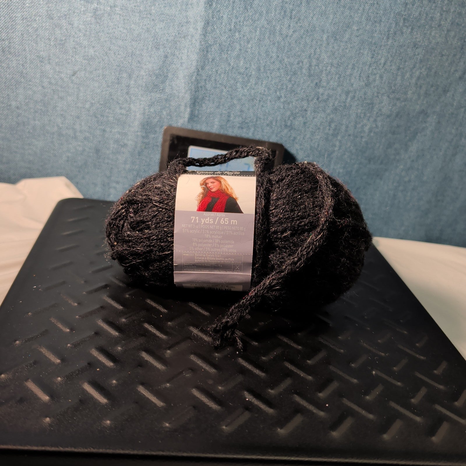 Loops & Threads Dewdrops Yarn #14 Jet Black Sequins Mohair Bulky DISCONTINUED