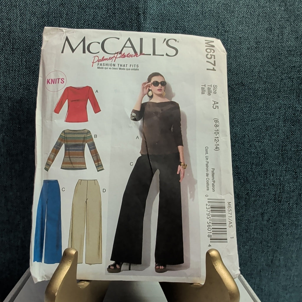 McCalls M6571 Pattern Knit Top Pants Palmer Pletsch 2012 Size 6-14 023795560184