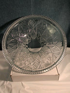 KIG Indonesia 10" Pressed Glass Bowl Starburst Floral MCM Centerpiece Serving