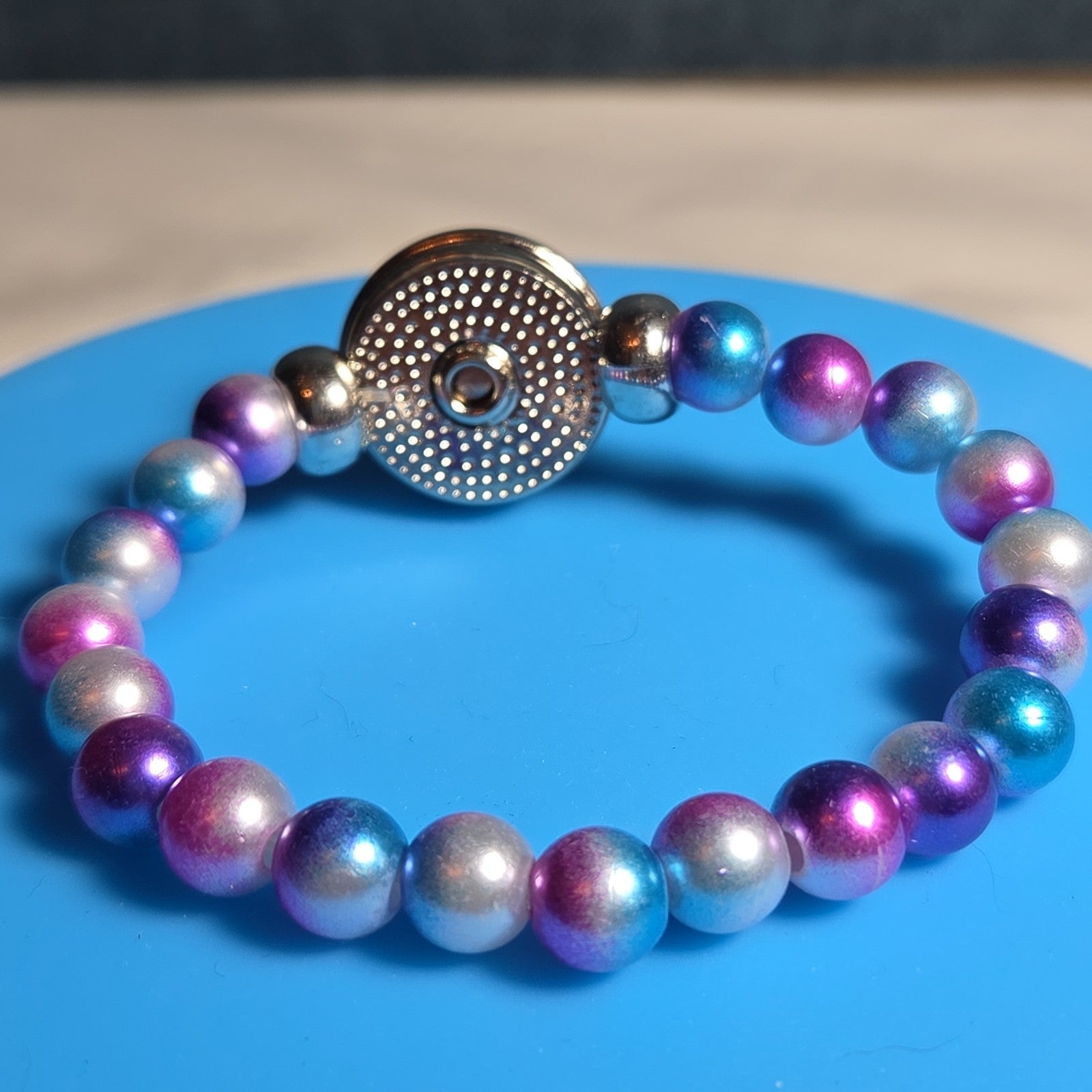 Taylor Swift Lover Snap Charm Beaded Stretch Bracelet