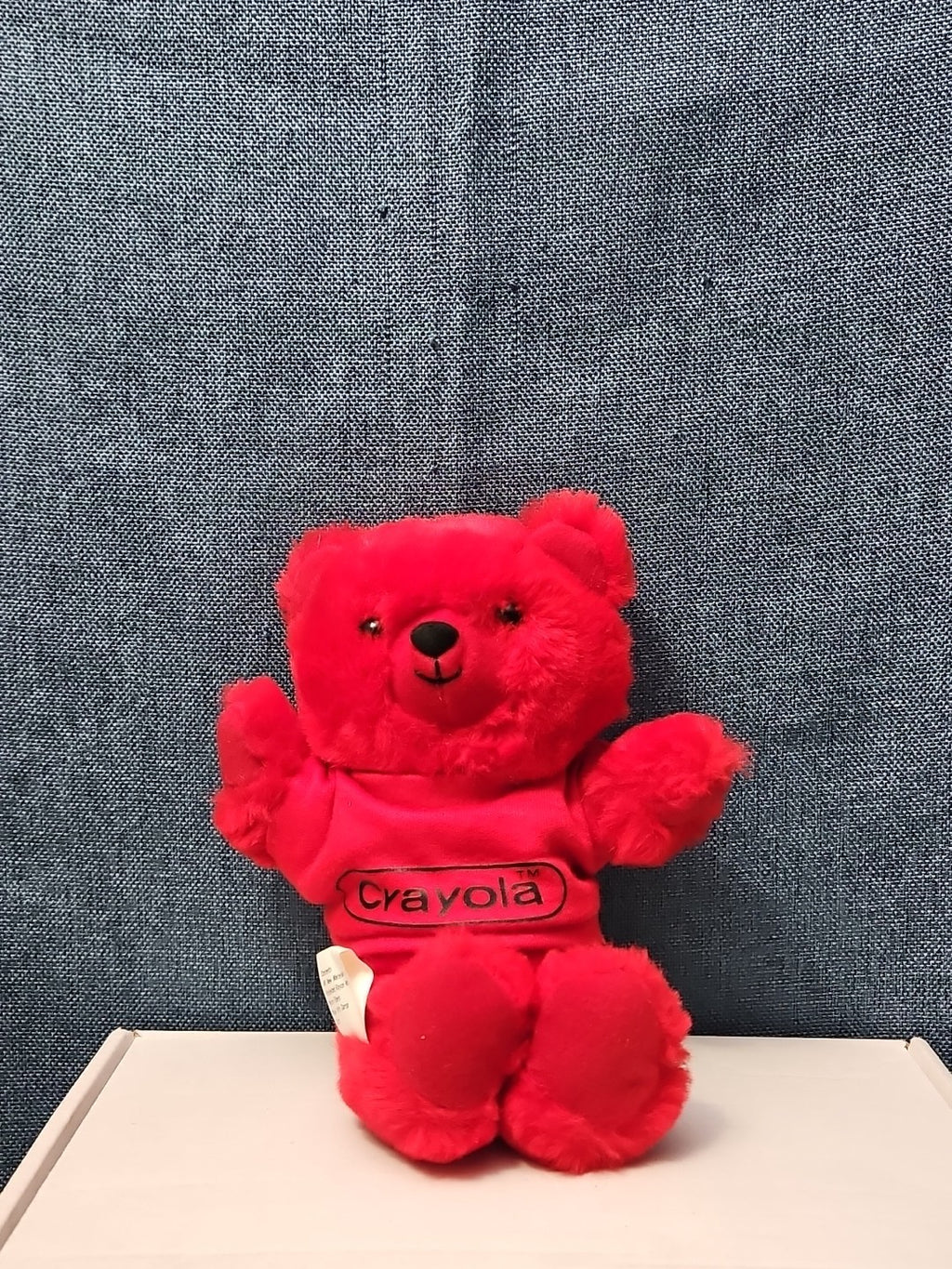 Vintage 1986 Crayola Teddy Bear Plush | Red Crayon Shirt | 7" Stuffed Animal |