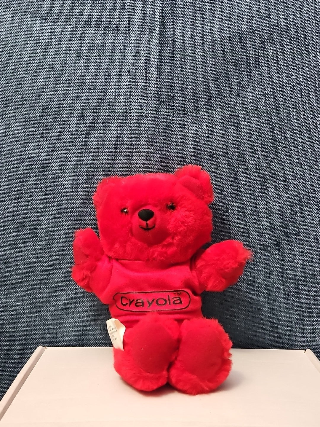 Vintage 1986 Crayola Teddy Bear Plush | Red Crayon Shirt | 7" Stuffed Animal |