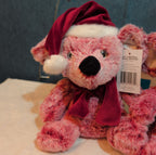 Delightful Holiday Christmas Teddy Bear Plush Lot 3 Pink Brown