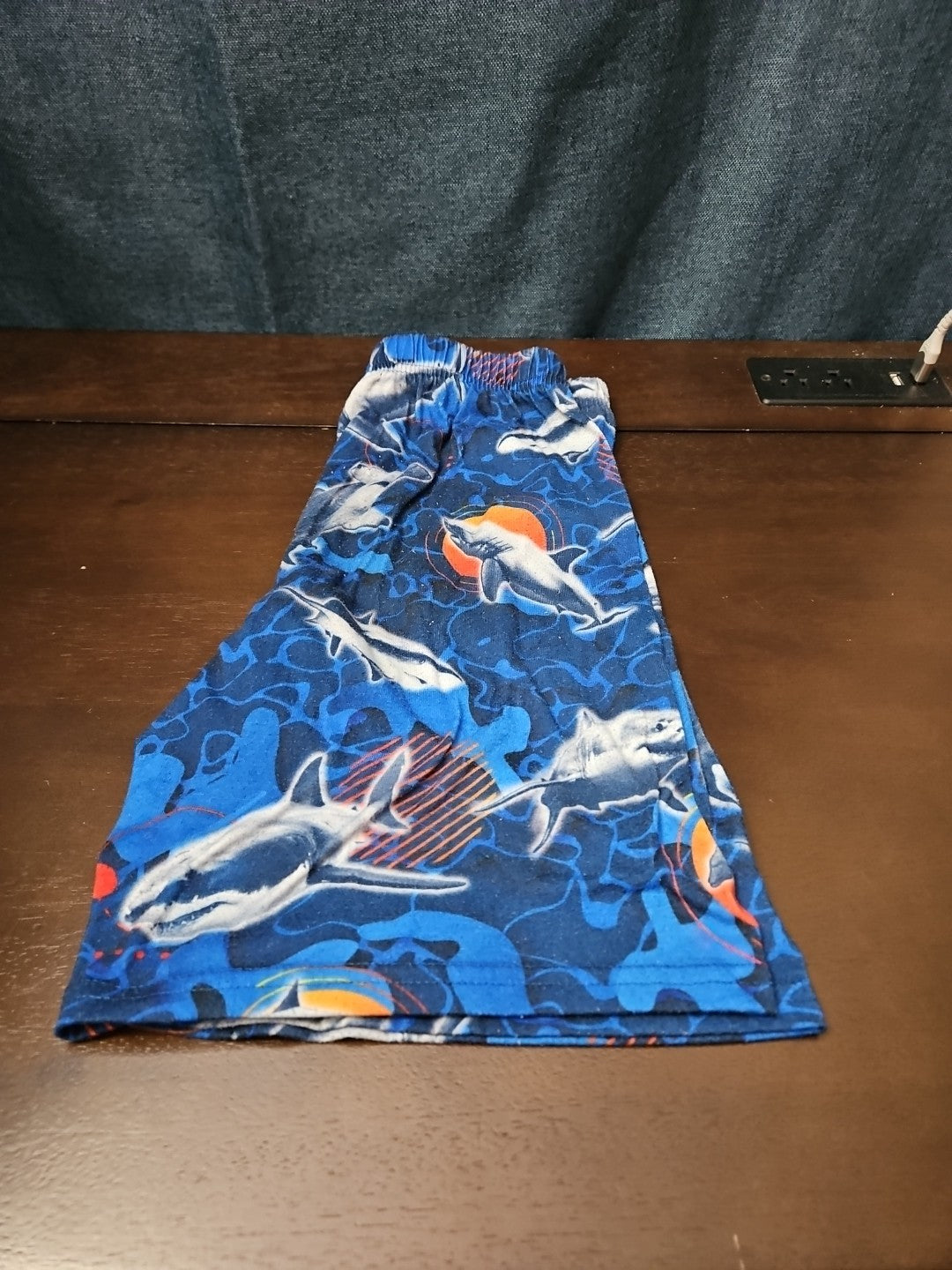 The Children's Place Boys Shark Sleep Shorts Size 7/8 Medium Blue Ocean Pajamas