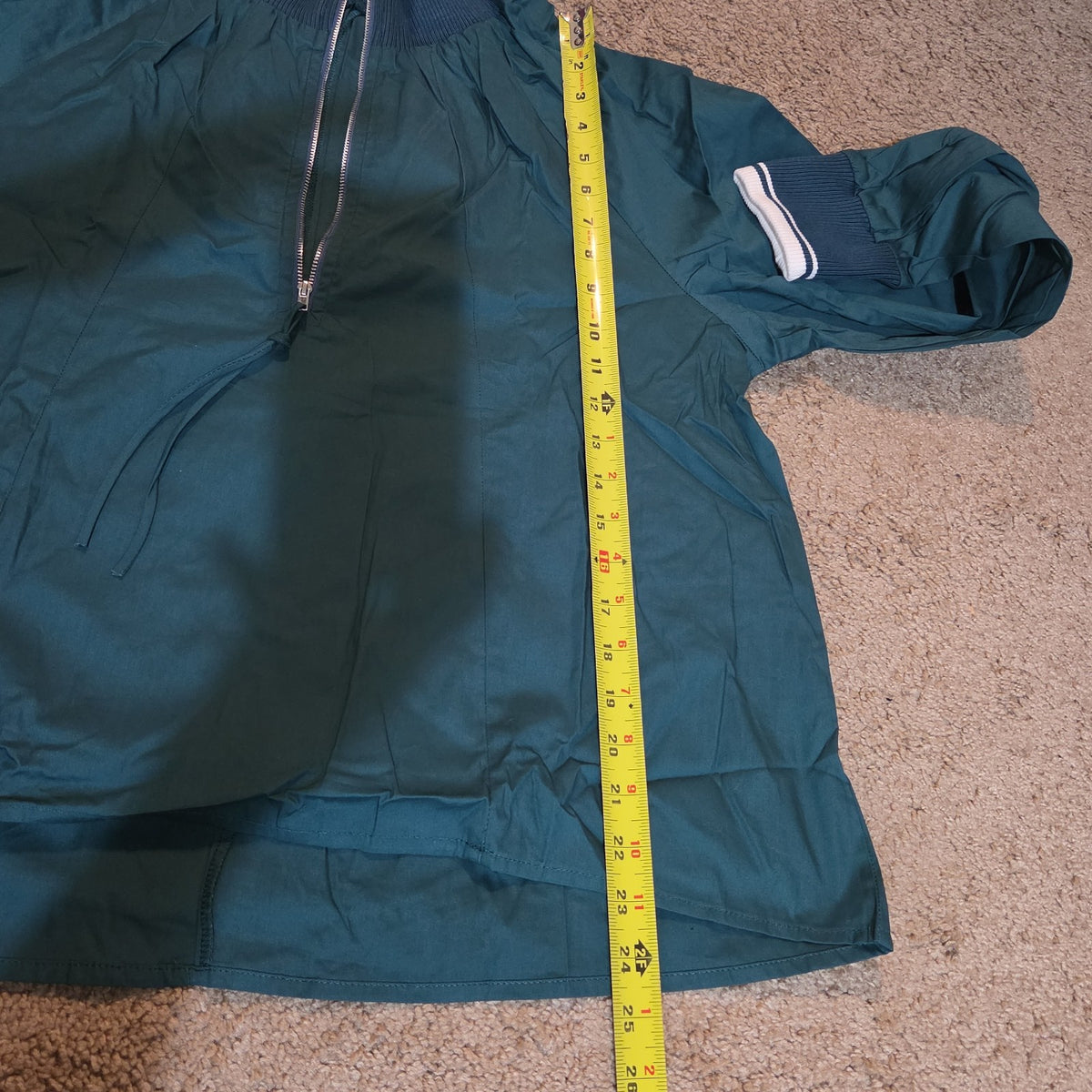 1/4 Zip Pullover Green Jacket Retro Slouchy Size S Casual Windbreaker
