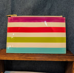 Kate Spade Striped Pencil Case Makeup Pouch Glossy Patent Preppy