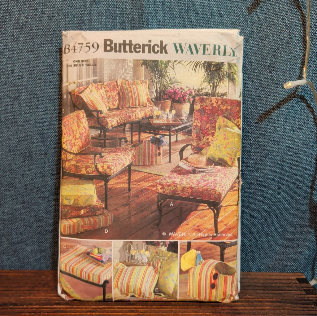 Butterick 4759 Waverly Patio Furniture Cushion Pattern DIY Home Uncut B4759