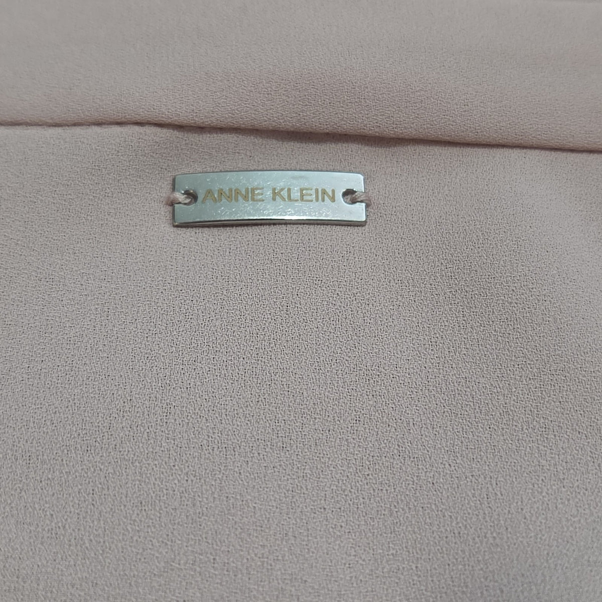 Anne Klein Blouse L Pink Tie Neck V-Neck Long Sleeve Career Top