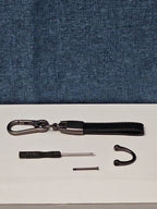 Genuine Leather GMC Car Keychain Set | Black Metal Key Ring Screwdriver Included