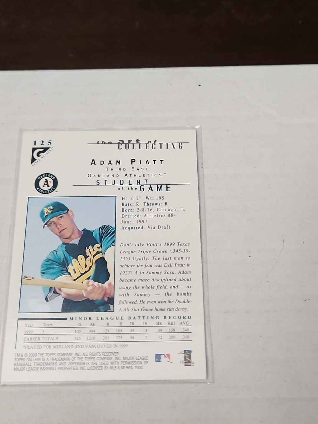 2000 Topps Gallery - Students of the Game Adam Piatt #125