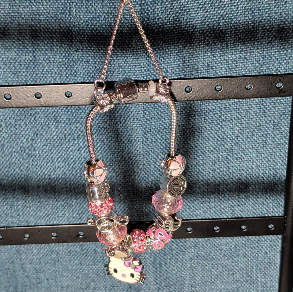 Hello Kitty Charm Bracelet Pink Rhinestone Y2K Kawaii