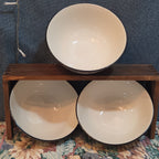 Royal Norfolk Set 3 Ceramic Bowls 6" Black White Dashed Swirl