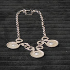 Silver Tone Chunky Crystal Bib Statement Necklace