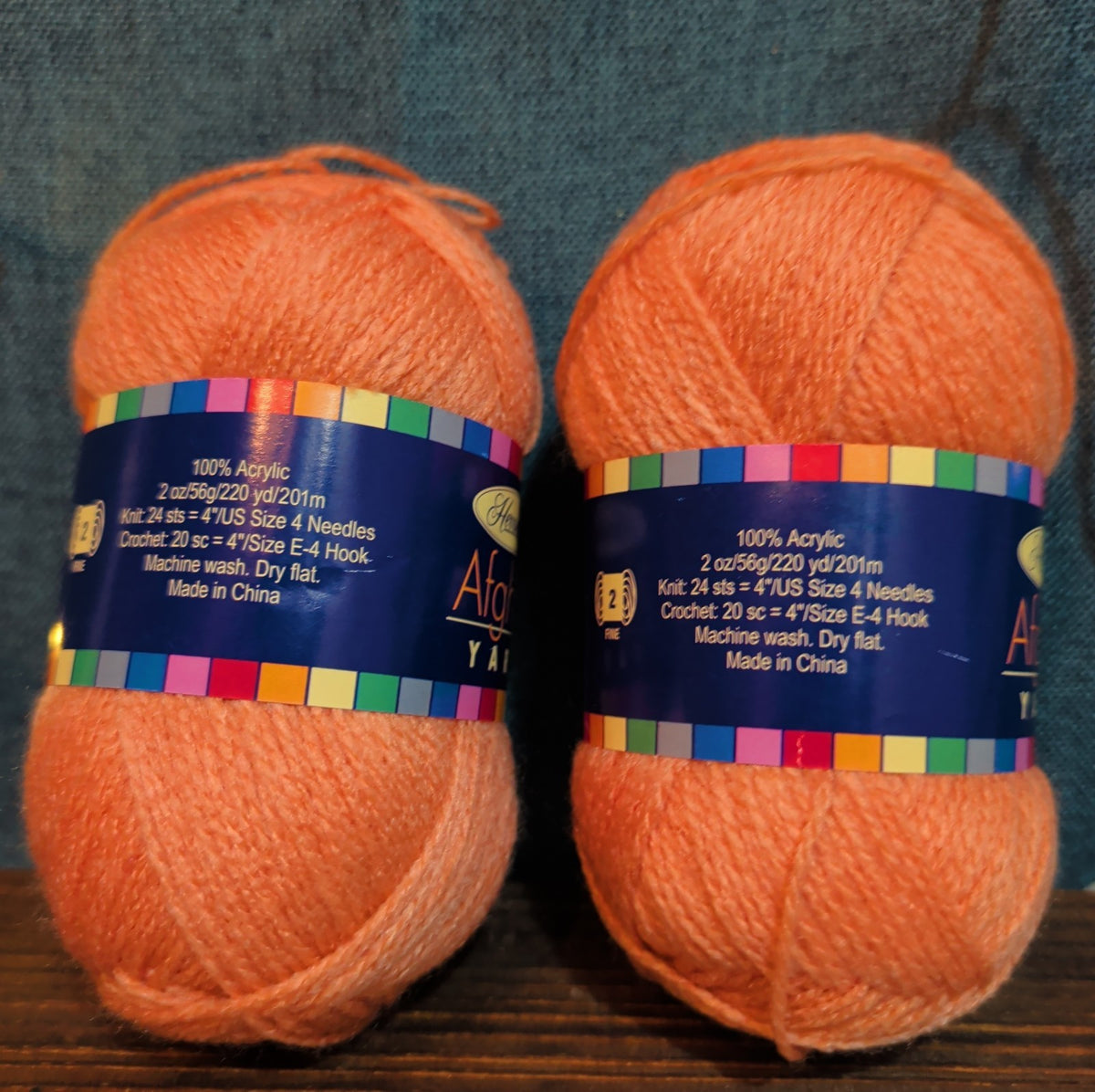 Herrschners Afghan Yarn 2 Ply Coral Rose Acrylic 2 Skein