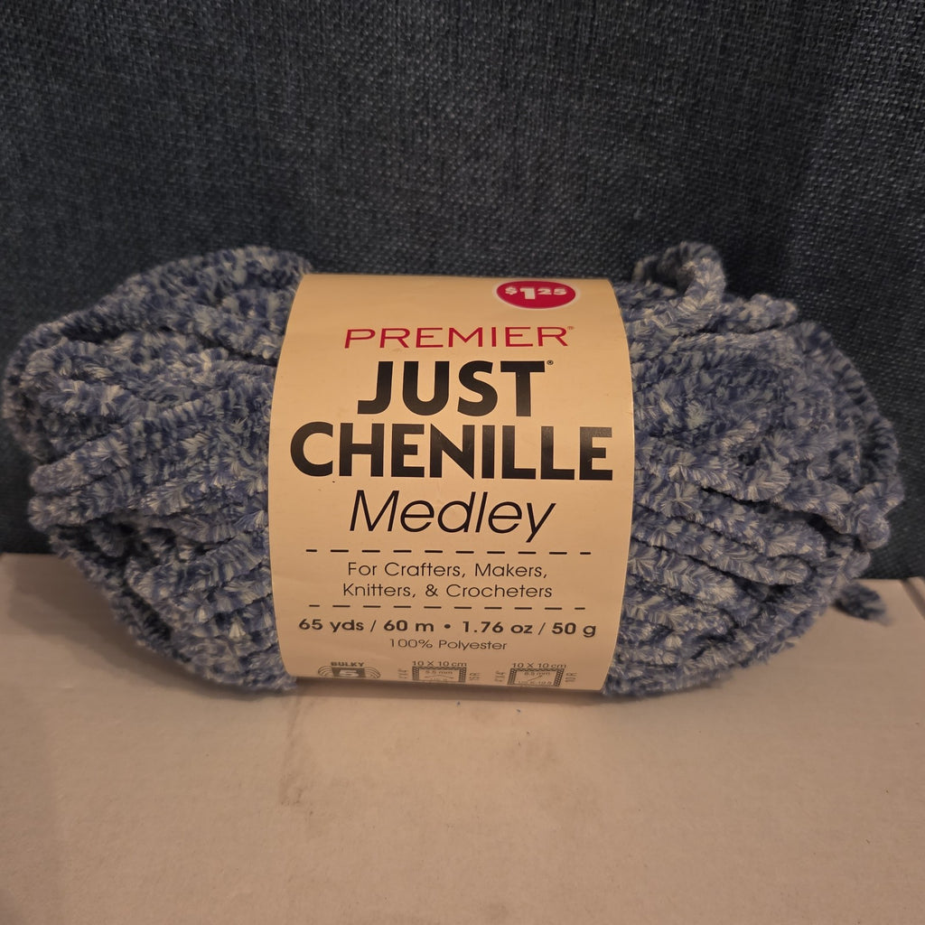 Premier Just Chenille Medley Yarn Navy Blue Lot 202 Bulky 5 Polyester