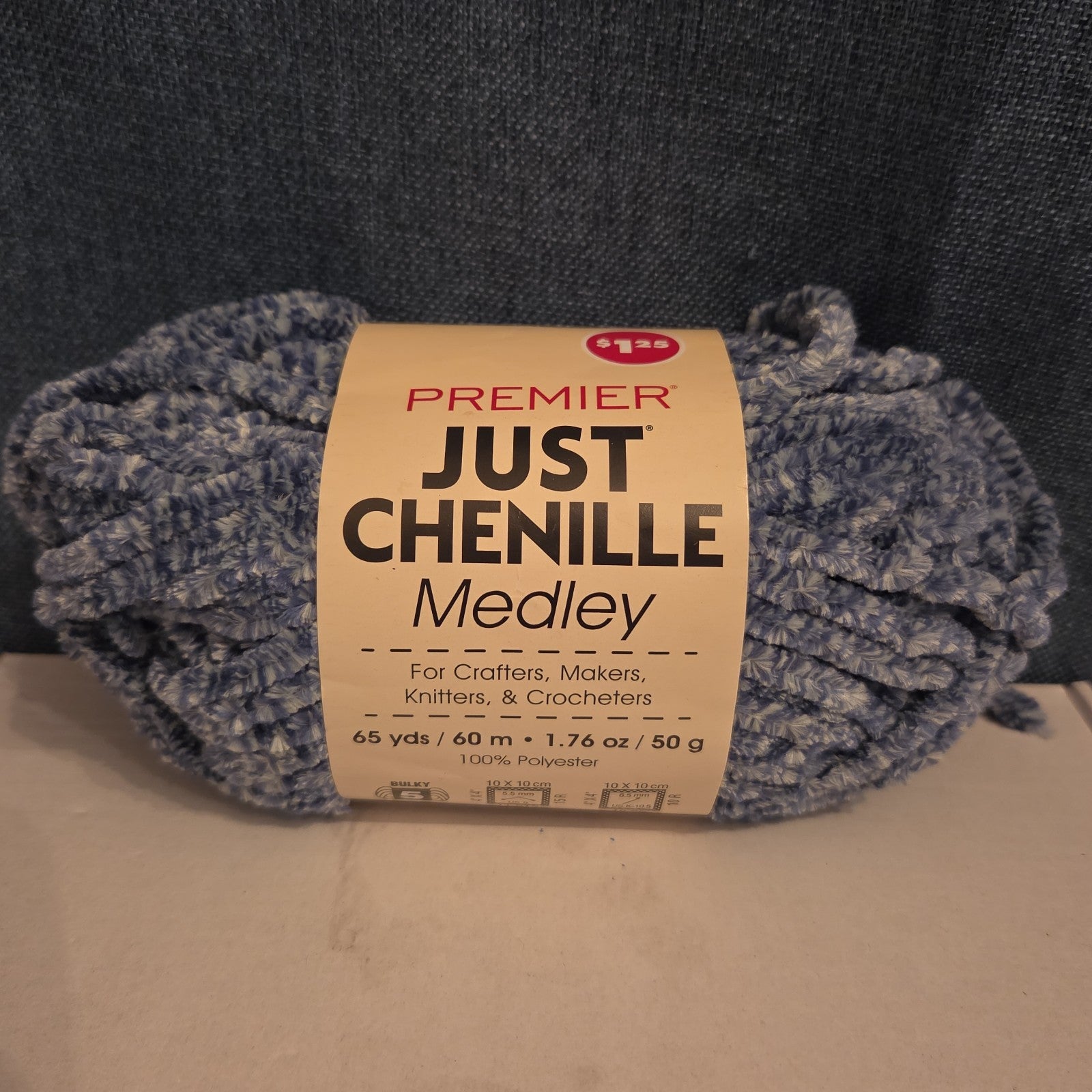 Premier Just Chenille Medley Yarn Navy Blue Lot 202 Bulky 5 Polyester