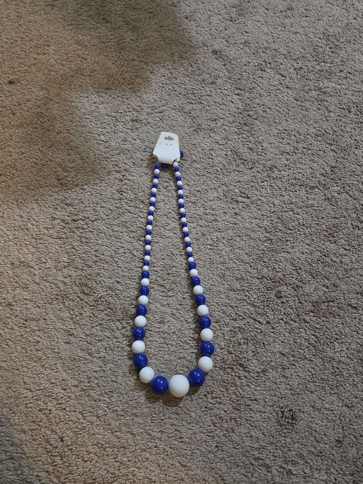 Chunky Bubblegum Bead Necklace Earring Set Blue White Retro