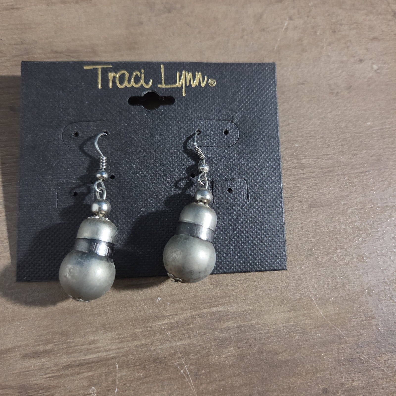 Traci Lynn Parachute Drop Earrings Silver Tone Brushed Dangle