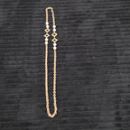 Vintage Gold Tone Geometric Necklace Long Pearl Station Diamond Link Chain 32"