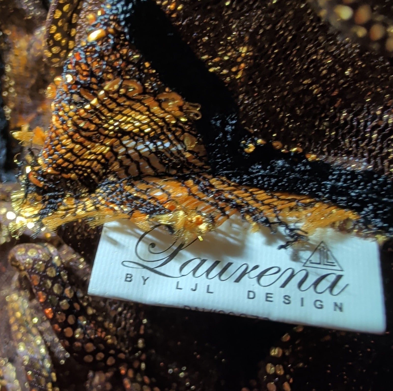 Laurena by LJL Metallic Lace Scarf Wrap Henna Rust Ruffled Boho NWT 63x23
