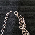 NY Collection Silver Tone Triple Chain Rhinestone Ring Cluster Necklace