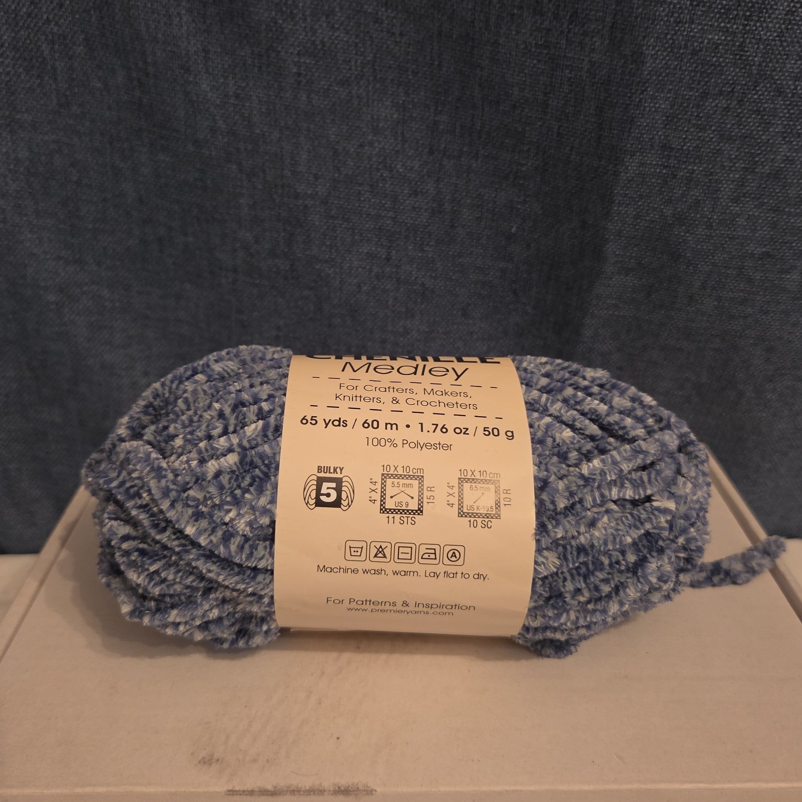 Premier Just Chenille Medley Yarn Navy Blue Lot 202 Bulky 5 Polyester