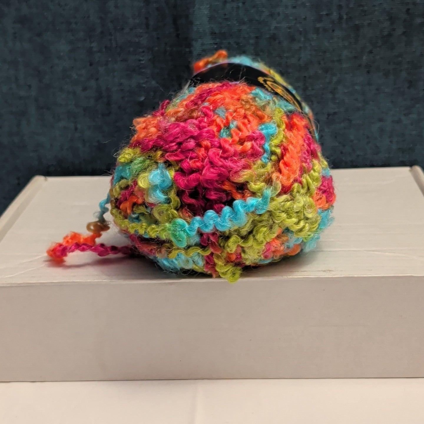 Lion Brand Lion Boucle Yarn Sorbet 205 Mohair Blend Textured Pink Teal Orange
