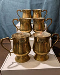 6 Vintage Etched Brass Mugs | Saudi Souvenir Goblets | Schree Amber  & Co.