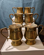 6 Vintage Etched Brass Mugs | Saudi Souvenir Goblets | Schree Amber  & Co.