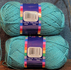 Herrschners Afghan Yarn 2 Ply Teal Acrylic 2 Skein Lot 0036