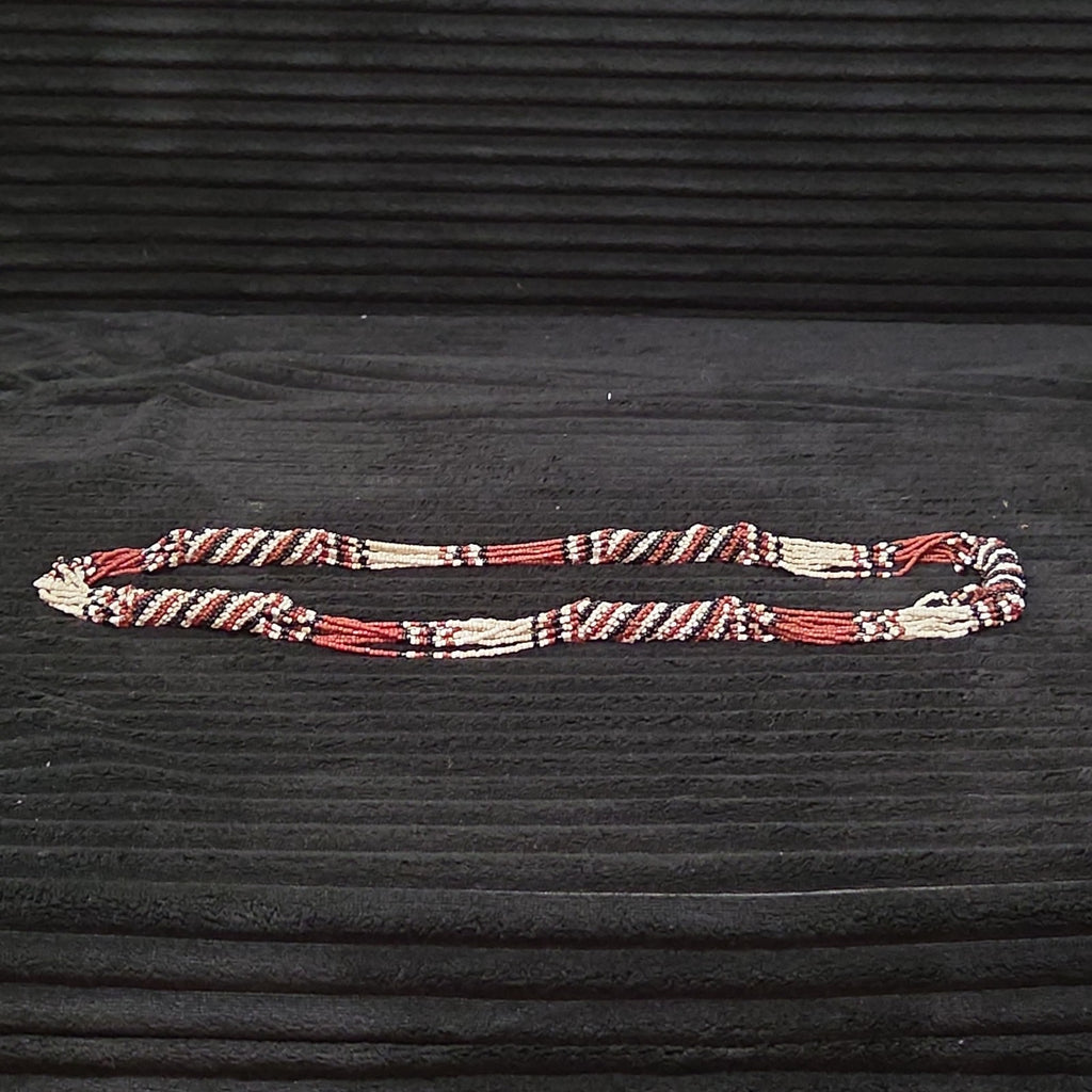 Multi-Strand Seed Bead Twisted Necklace Red Black Boho EUC