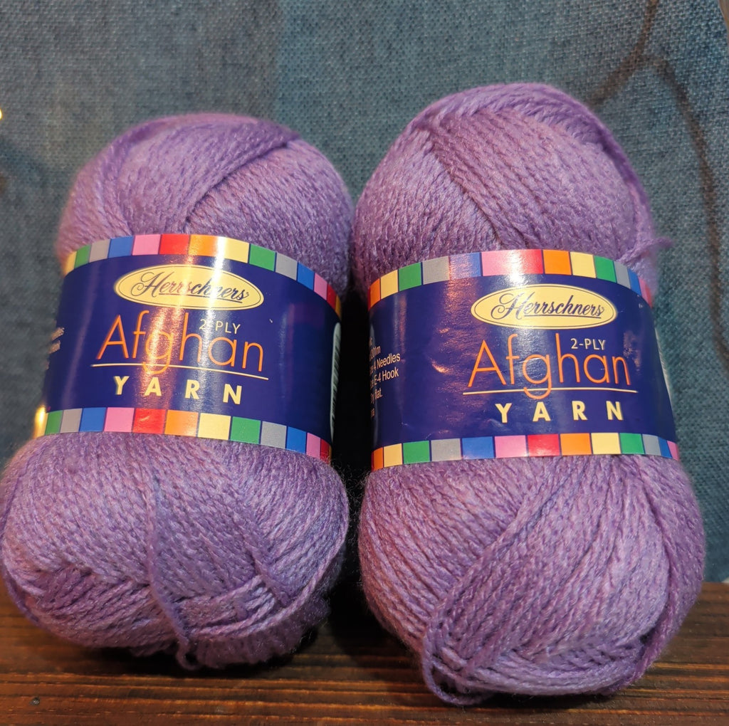 Herrschners Afghan Yarn 2 Ply Grape Frost Purple Acrylic 2 Skein