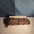 J.Z. Richards Silk Tie Edwards Michigan Brown Blue Stripe Frayed As Is Vest Tie